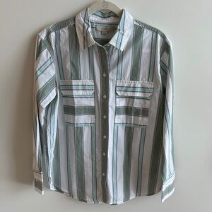 NWT Loft Striped Poplin Utility Shirt